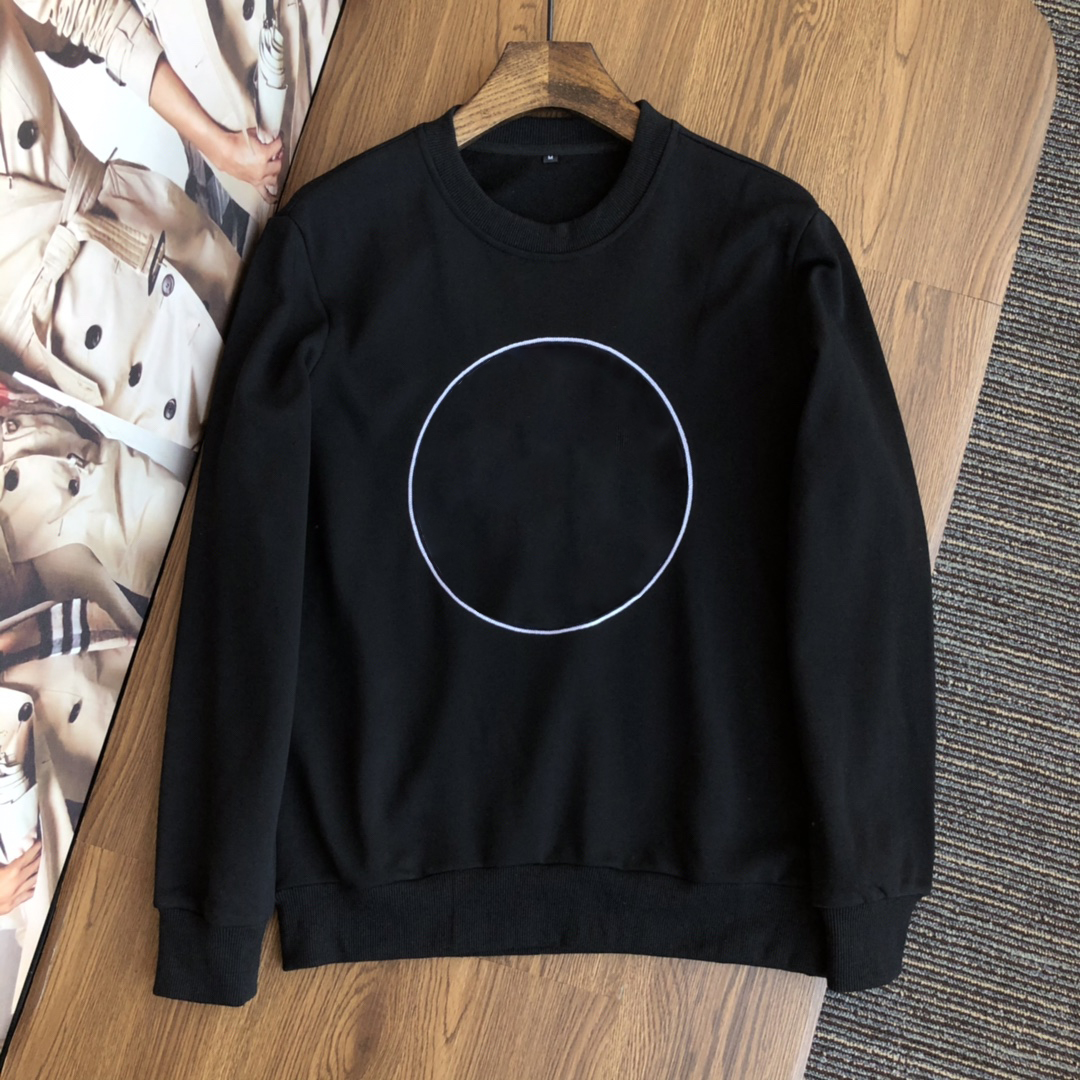 

Luxury character embroidered avatar round neck Sweatshirts pullover High-end boutique Fashion designer Stretch cotton fabric warm top, Black