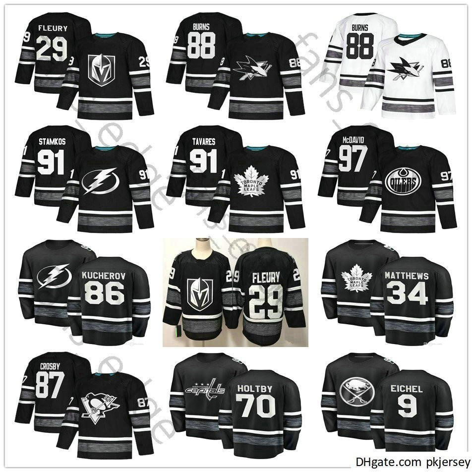 

2019 All-Star 91 Steven Stamkos 86 Nikita Kucherov 88 Patrick Kane Pastrnak 9 Jack Eichel 65 Erik Karlsson 70 Braden Holtby Hockey Jersey, Black;red