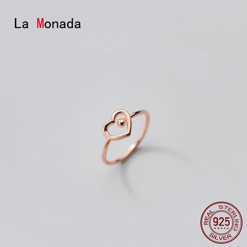 

Cluster Rings La Monada 52-58mm Heart For Women 925 Silver Minimalist Finger Adjustable Ring Female Girls Jewelry, Golden;silver