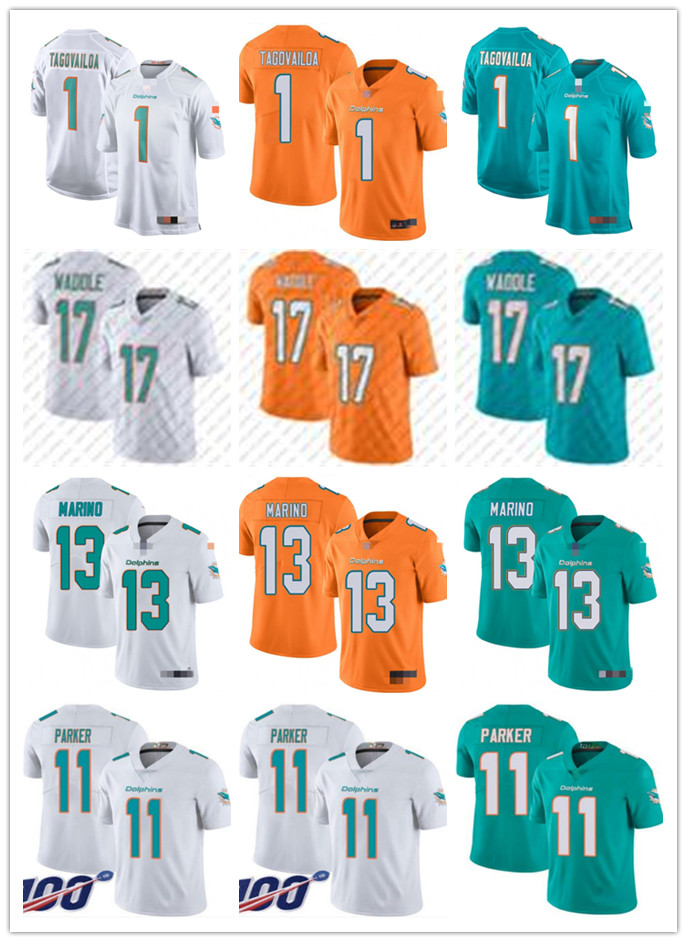 

Men Women Youth Miami Dolphins 13 Dan Marino 29 Minkah Fitzpatrick 11 DeVante Parker 17 Jaylen Waddle 1 Tua Tagovailoa Football Jerseys, Black;red