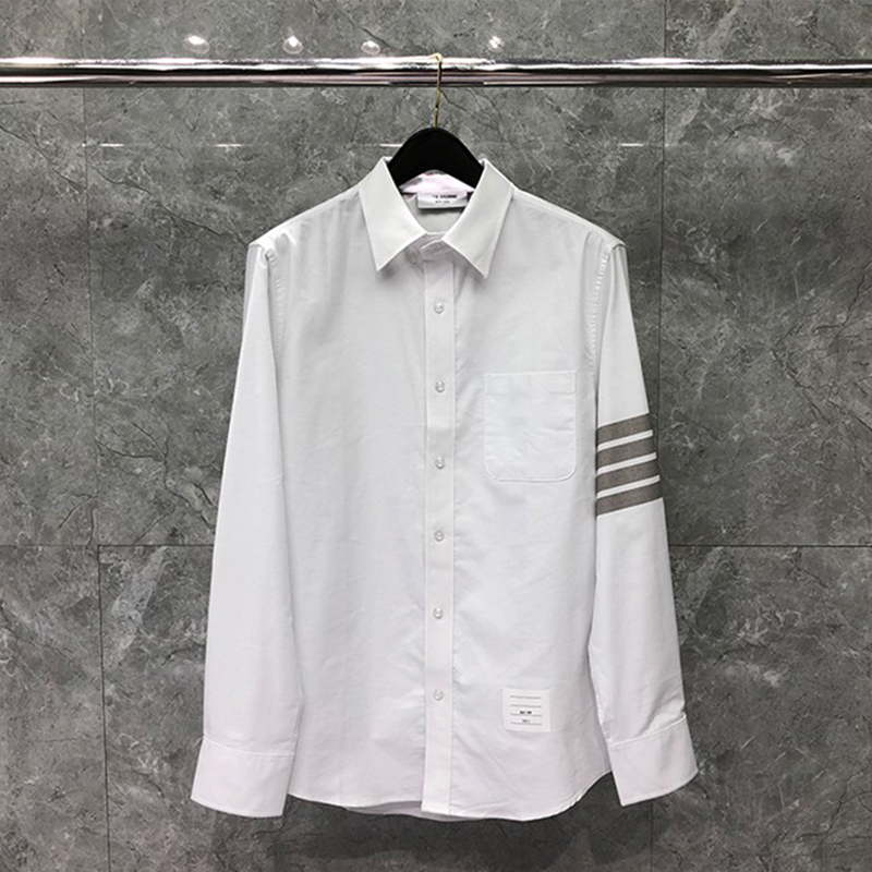 

Striped 4-bar Men's Shirt Korean Designs Luxury Brand Women's Oversized White Blouse Slim Fit Business Casual Oxford Cotton Wholesale Long Sleeve Shirts, Packing bag
