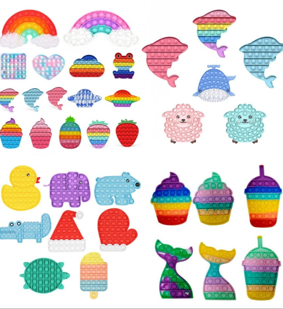 

Rainbow Decompression Toy Push It Fidget Toys Sensory Push Bubble Fidget Autism Anxiety Stress Reliever for Students Office Workers 2021