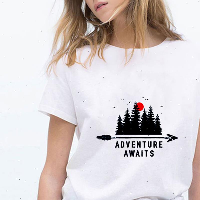 

camiseta mujer womens t shirts harajuku summer shirt women fashion adventure awaits printed tshirt casual female plus size s, White