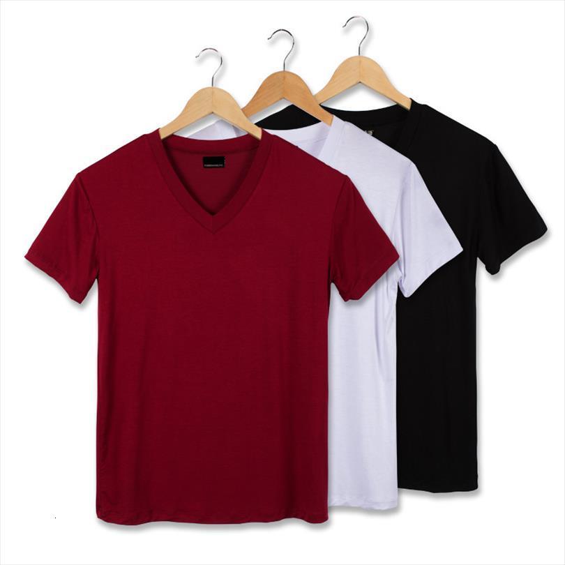 

summer soft modal cotton men sleep shirt plus size short sleeve v neck man pajamas casual fashion mens clothing, White;black