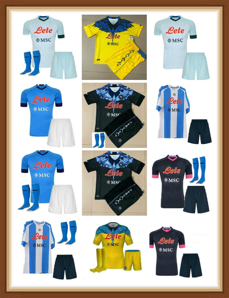 

20 21 Napoli soccer jersey Naples 2021 KOULIBALY INSIGNE MILIK maillots H.LOZANO MERTENS MEN kit football shirt adult set Uniforms, Black;yellow