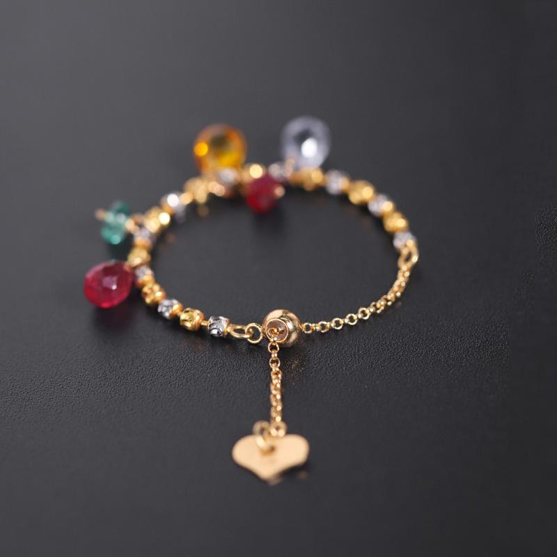 

Faceted Sapphire Ring Female Genuine Gemstones Natural 18K Gold Emerald Chain Custom Cluster Rings