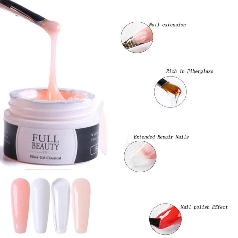 

Nail Gel 4 Color Lasting Polish Acrylic 15ml Quick Building Manicure Art Prolong Forms, White