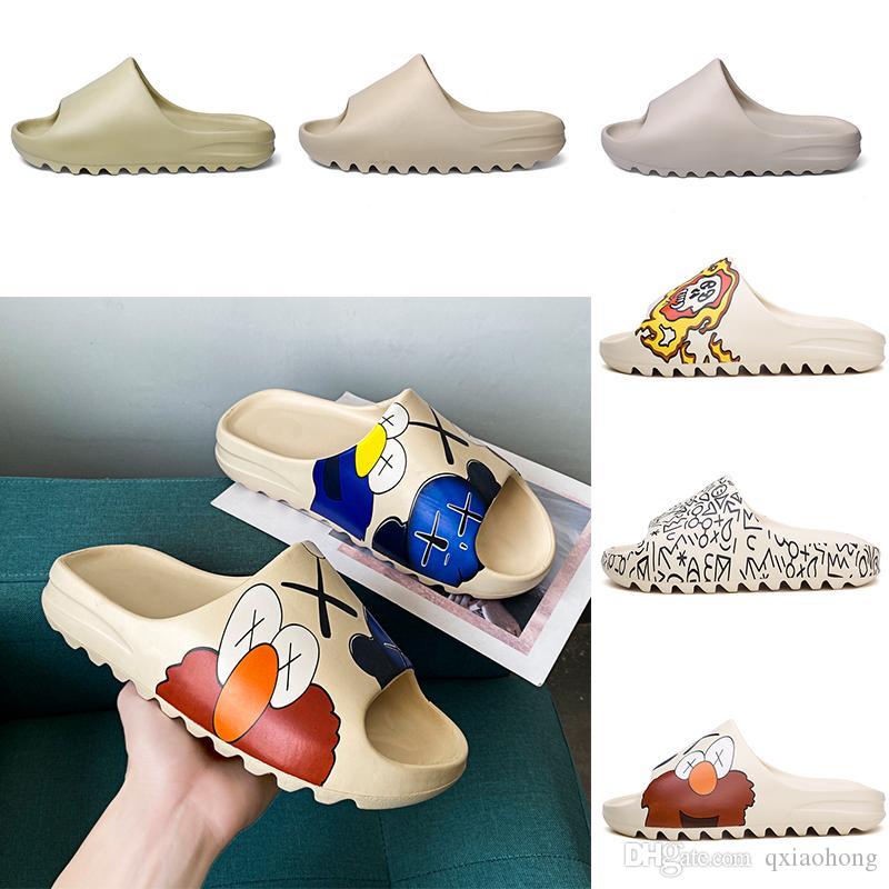 

kanye west mens and womens slippers shock absorption antiskid wear-resistant and light flat bottom sponge cake beach sandals, Skull