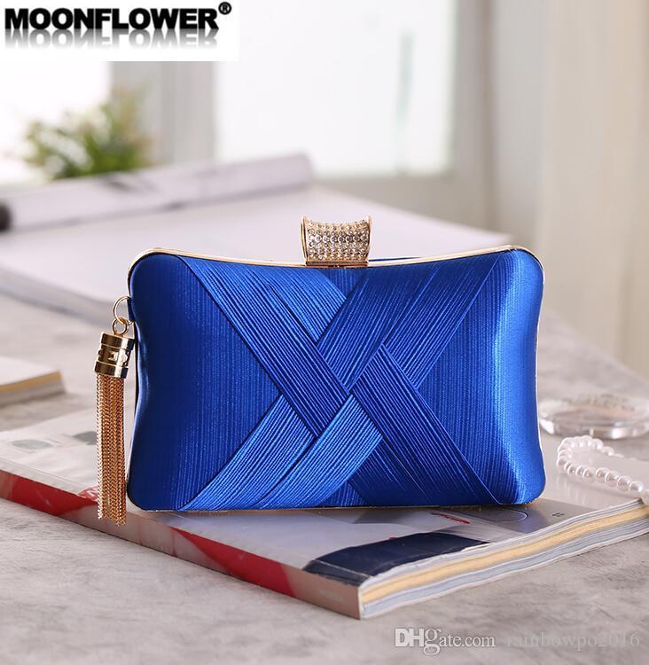 

Factory wholesale women bag of craft silk to prepare party dinner bags elegant temperament tassel studded chain handbag wedding banque, Gold(boutique packaging)