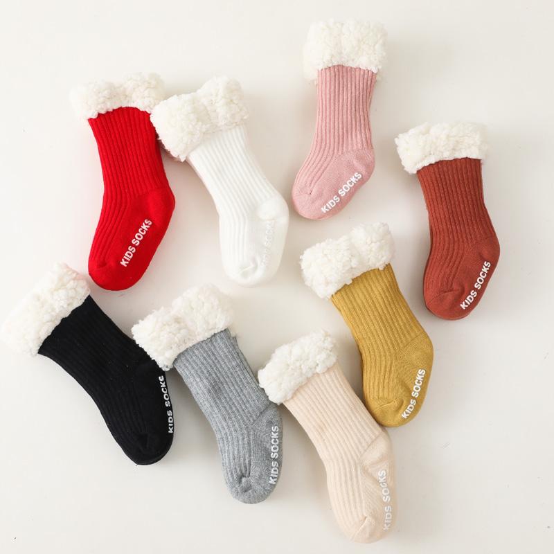 

Socks Lamb Cashmere Baby Soft Winter Girl Floor Cute Long Tube Kids Sock Anti Slip, Beige