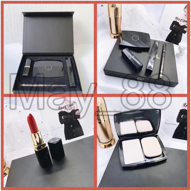 

Stock Luxury Brand of Make up set lipstick eyeliner powder and mascara 4 in 1 cosmetic sets epacket ship