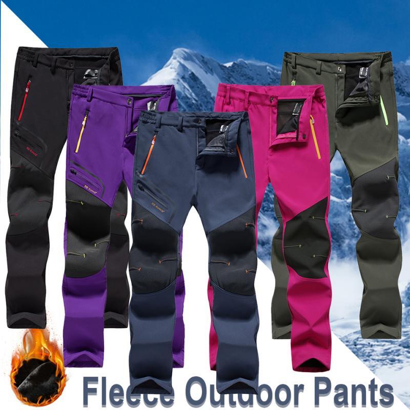 

Men's Pants Men Women Oversized Plus Size Winter Softshell Fleece Outdoor Trekking Fish Camp Climb Hiking Ski Warm Travel Trousers, Black