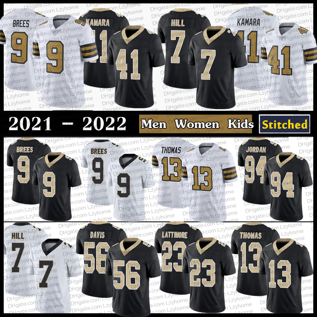 

Stitched 41 Alvin Kamara 13 Michael Thomas Football Jerseys 9 Drew Brees 7 Taysom Hill 23 Marshon Lattimore 56 Demario Davis 94 Cameron black white men women kids shirt, My store(lzyhome)