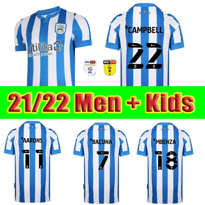 

Huddersfield Town Football Jerseys 21/22 #7 BACUNA Home Soccer Jersey 2021/2022 #18 MBENZA Shirt #11 AARONS Uniform Men Adult + Kids Kit, Home no patch