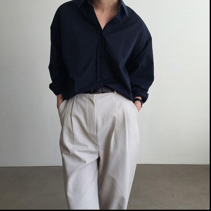 

Women Blouses Solid Chic Vintage High Quality Minimalist Office Lady Loose Sweet Fashion Stylish Tops Casual Shirts, White