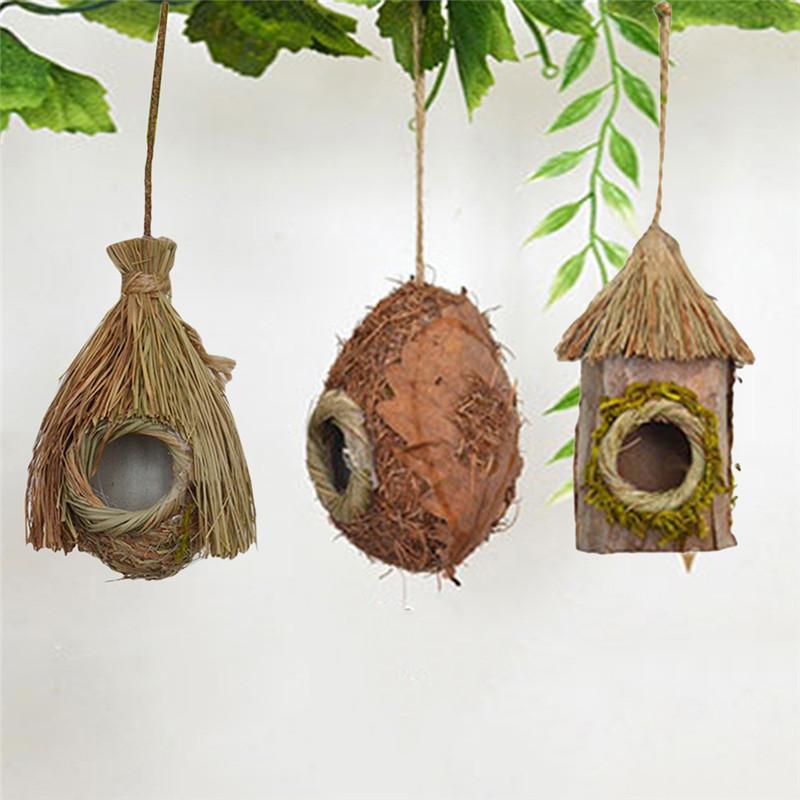 

Bird Cage Accessories Decoration House Parrot Hanging Grass Weaved Swing Nest Cages