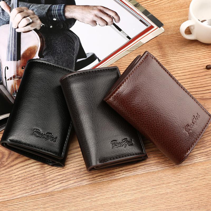 

Wallets Casual Men Trifold Wallet ID Card Holder Coin Purse Pockets Clutch Hasp Bag Po Male, Black