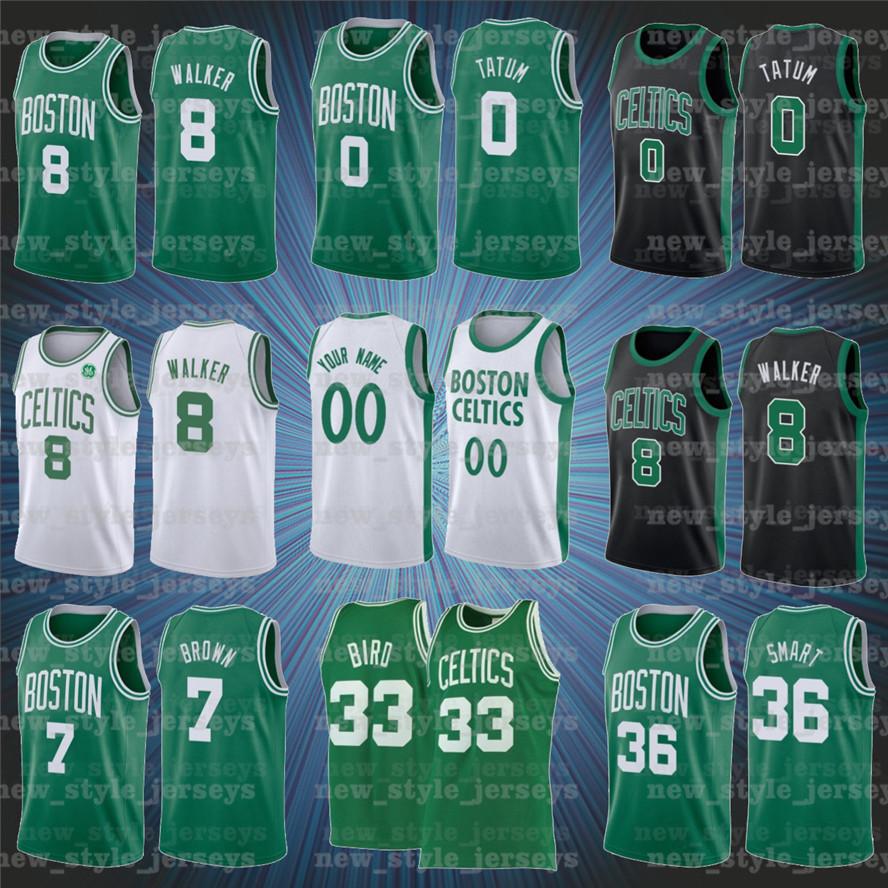 

0 Jayson 8 Kemba Tatum 7 Jaylen Walker Smart Brown 33 Larry 36 Marcus Bird Boston Celtics Men Basketball Jerseys Z6, Black;red