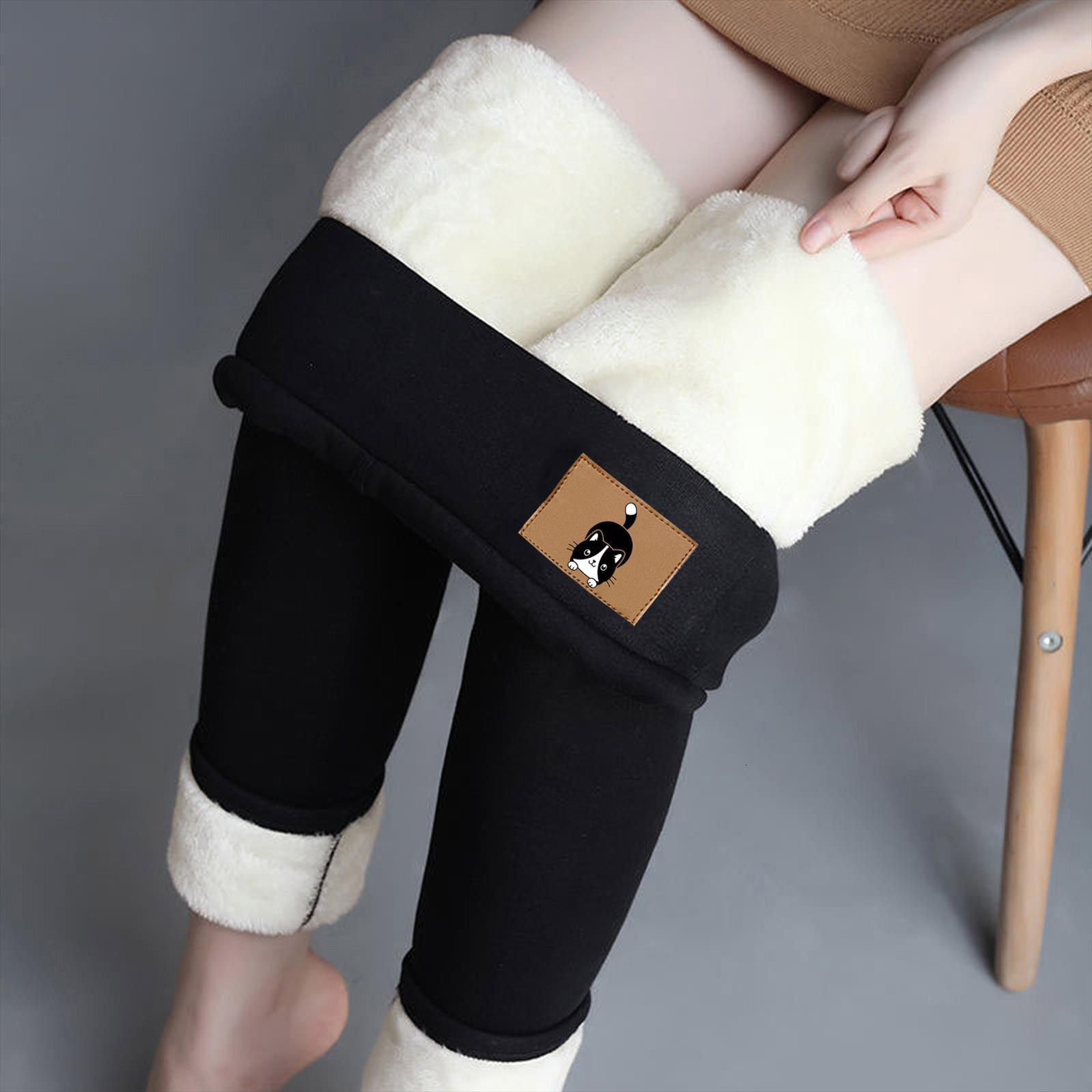 

cotton fashion solid casual women legging autumn winter thick velvet warm pants high waist plus size soft, Black