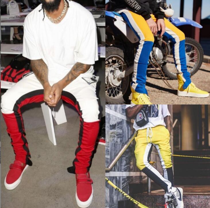 

2022 Fashion Classic Loose Fit Men's Casual Sports Pants Color Matching Micro Elastic Fitness Foot Zipper Pants, Black