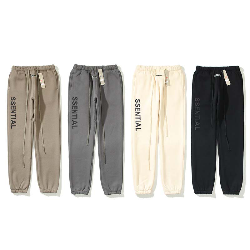 

High street pants fog essentials seventh season double-line laminated large letter trousers male couple casual, Black