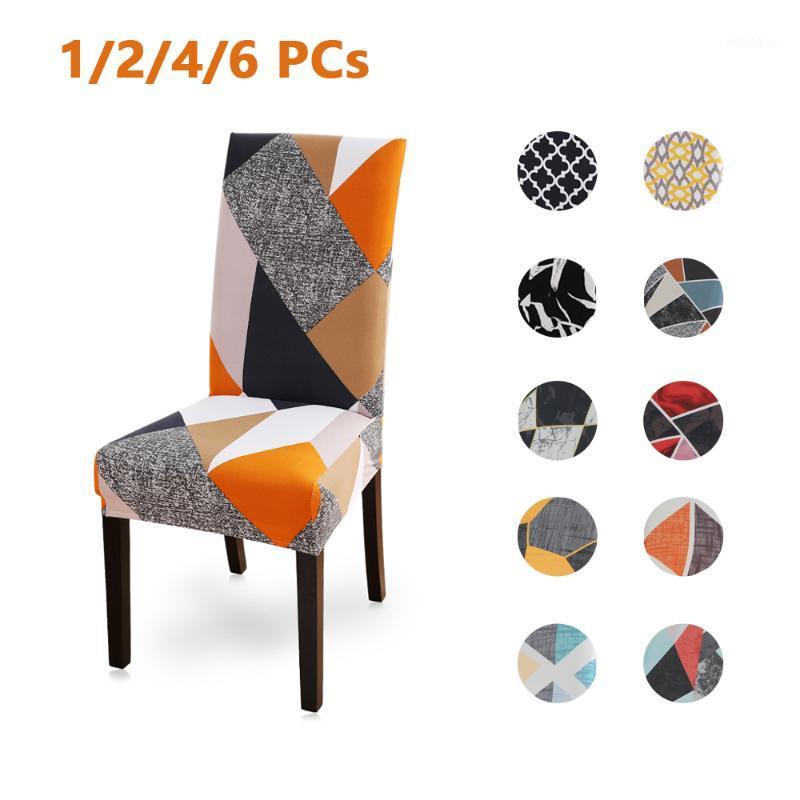 

1/2/4/6PCS Spandex Chair Covers Printed Stretch Elastic Universal Cover Slipcovers For Dining Room Wedding Banquet El
