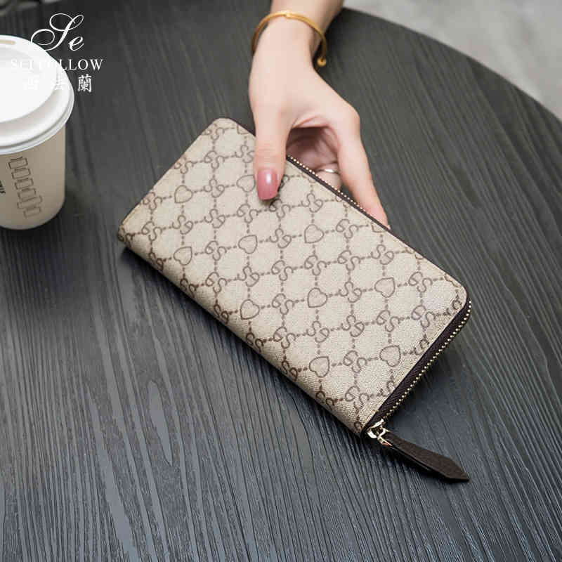 

new fashion wallet women's long large capacity multi-functional multi card position hand-held foreskin clip Purses Black Friday, Pink flower