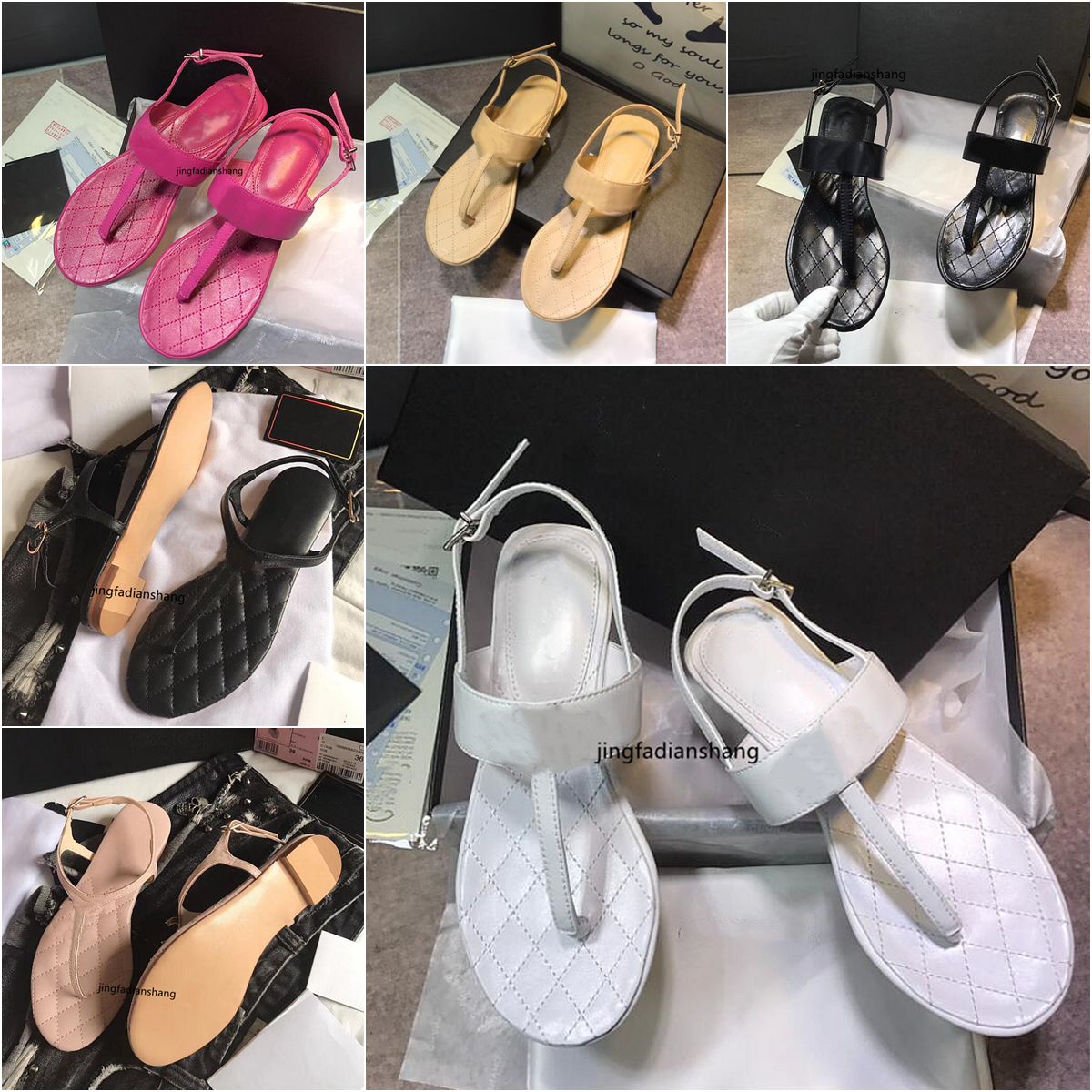 

High quality women's flat slippers luxury designer sandals leather brand girls slide sandals casual flip-flops size 35-41 with box, 27