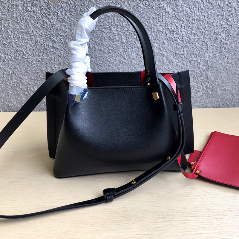 

Women series Calfskin shopping bag Vintage brass post treated rivets and metal fittings Genuine Leather Fashion atmosphere bags 7a 563128