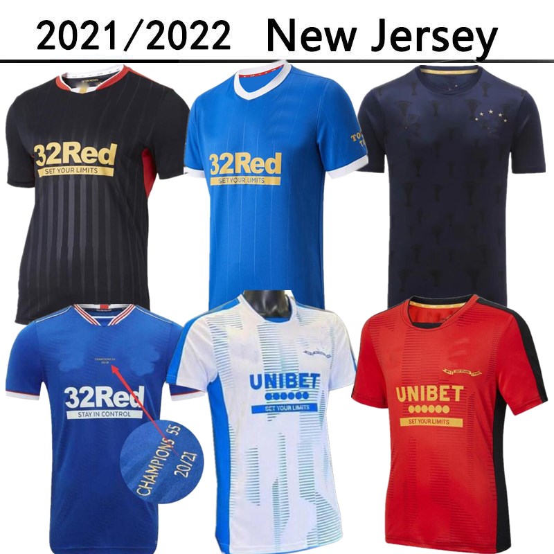 

Glasgow Rangers Champions 55 Version Soccer home away Jerseys black Training shirt 2022 2021 DEFOE MORELOS KENT ARIBO ARFIELD 20/21 Men football jersey
