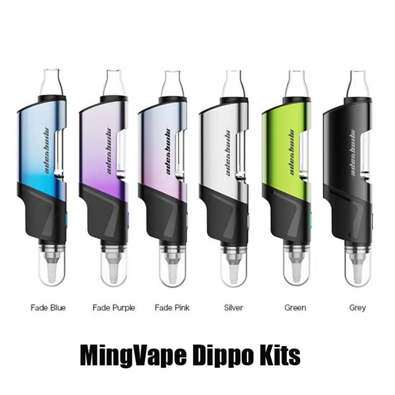 

100% Original Mingvape Dippo Dab Rig Full Kit 650mAh Battery Portable Wax Vaporizer Glass Pipe vape Pen Device for Dry Herb Authentica04