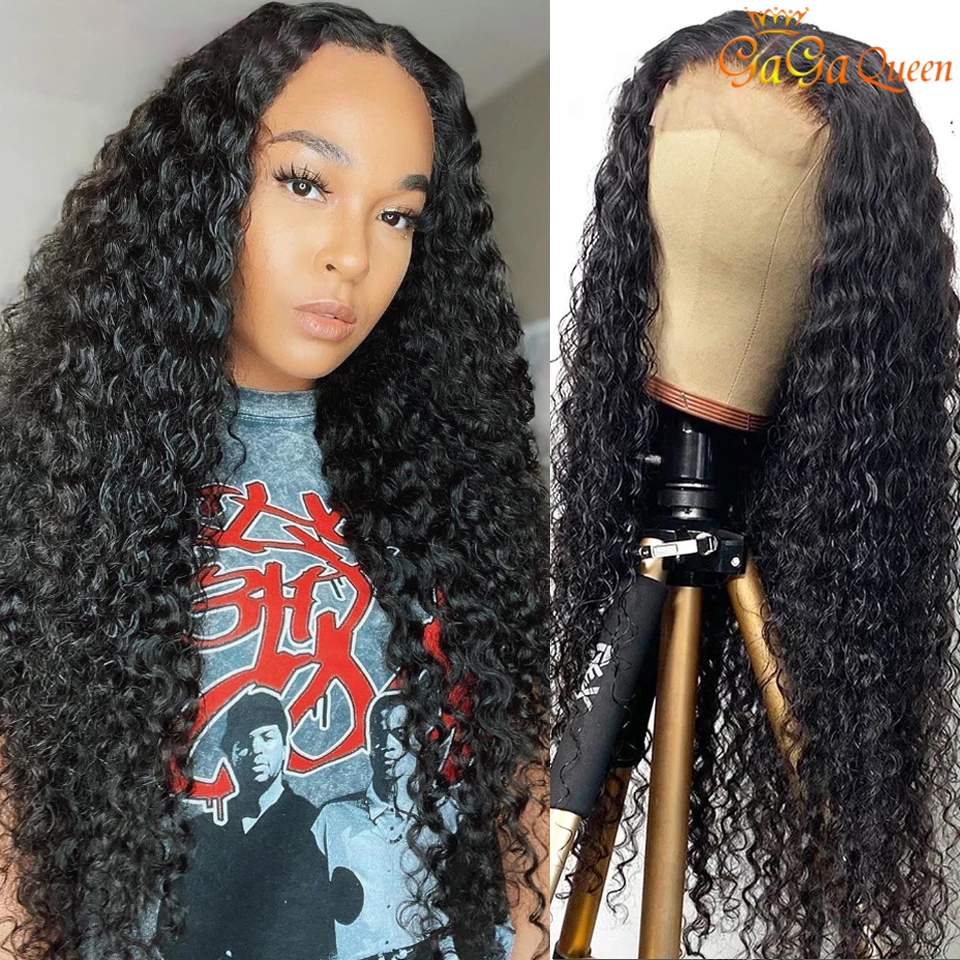 

30inch Brazilian Water Wave Lace Frontal Wigs 250 Density 4X4 Lace closure Human Hair Wig Natural Color, 150% density