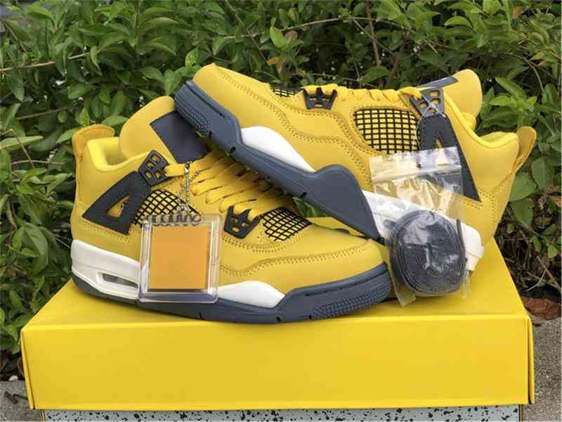 

With Box Jumpman 4 GS Yellow Retro Lightning JORDN Low Tops Men Women Authentic Basketball Shoes Original Designer Outdoor Sports Sneakers Trainers Size 36-47