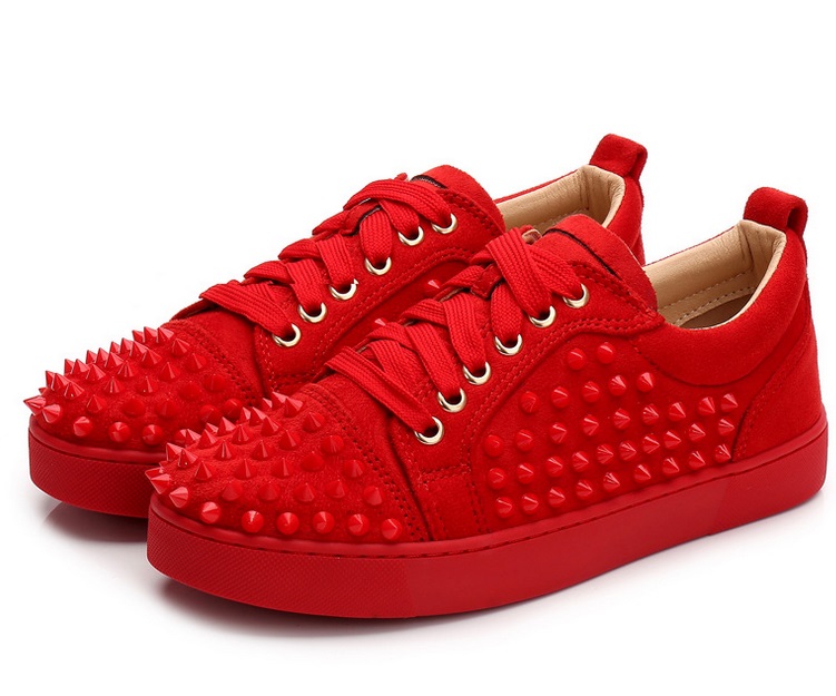

Top Low Cut Spike designer luxury red bottoms shoes unisex men women red bottoms heels Fashion Spikes Studded Spikes Flats Sneakers, C012