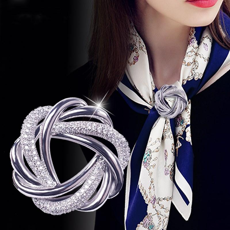 

Pins, Brooches High-end Scarves Ladies' Ring Knot-tied Simple Accessories Gold Silver Color