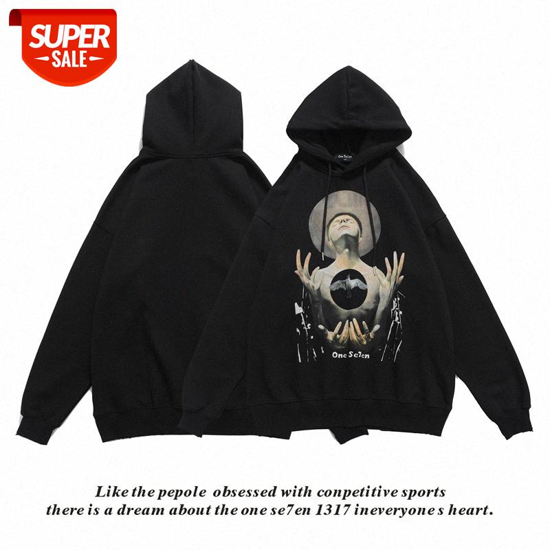 

Direct selling hip-hop dark print green men's loose drop shoulder hooded pullover sweater #Ck06, Black