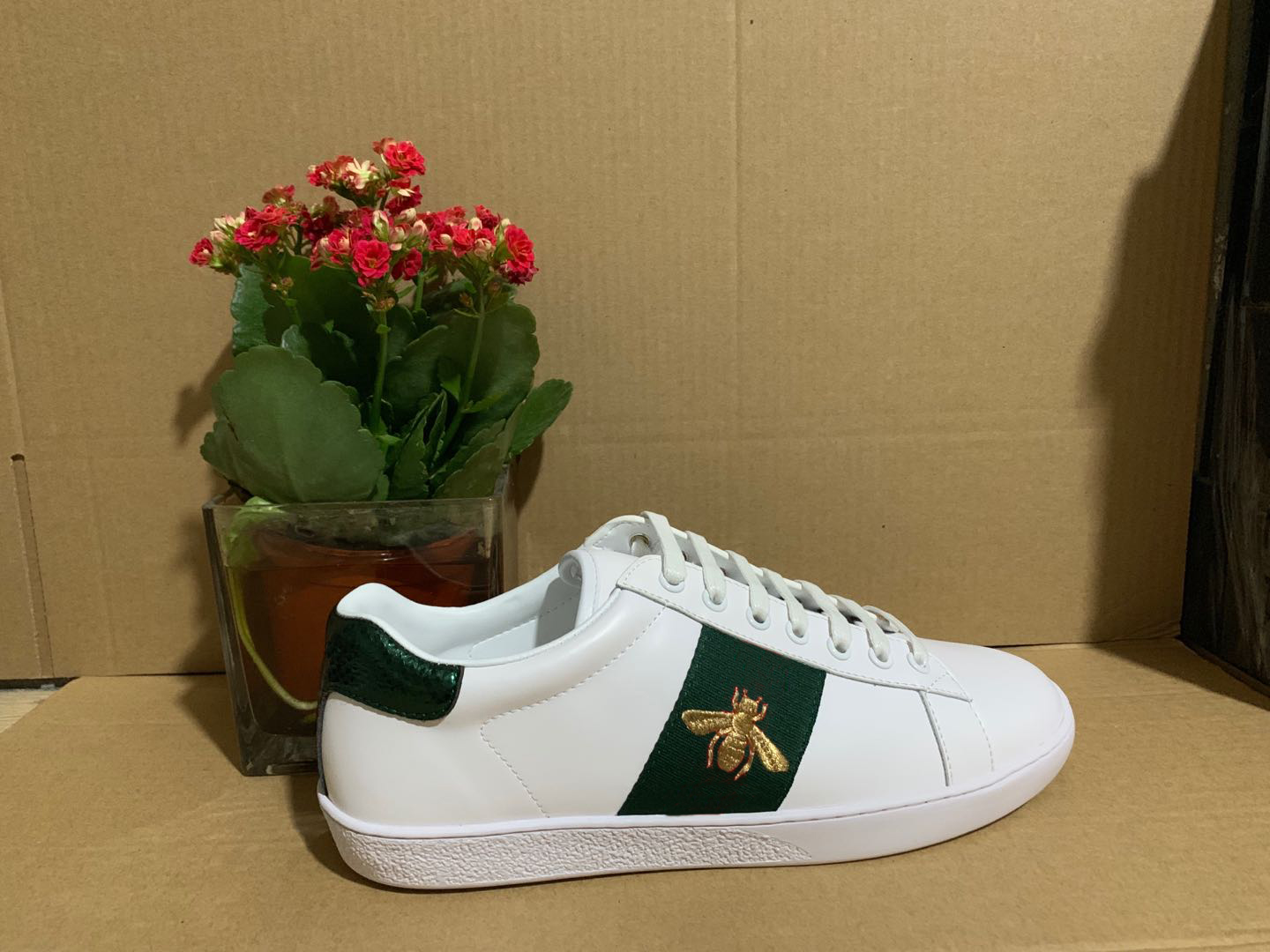 

Quality Stripe top Shoe ACE bee snake tiger Embroidered Mens real Leather Designer Sneakers Woman man Casual Shoes size 35-46, Colour 9