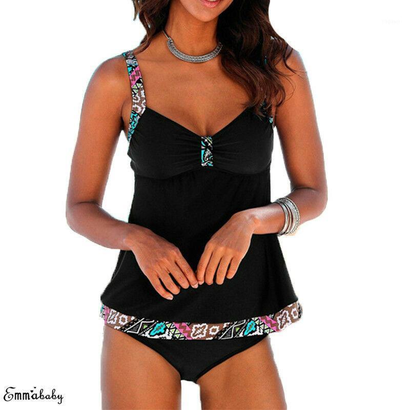 

Women' Swimwear 2021 Plus Size Women Swimsuit Two Pieces Tankini Padded Bathing Suit Polka Dot High Waist Bikini Set Beachwear, As photo shows