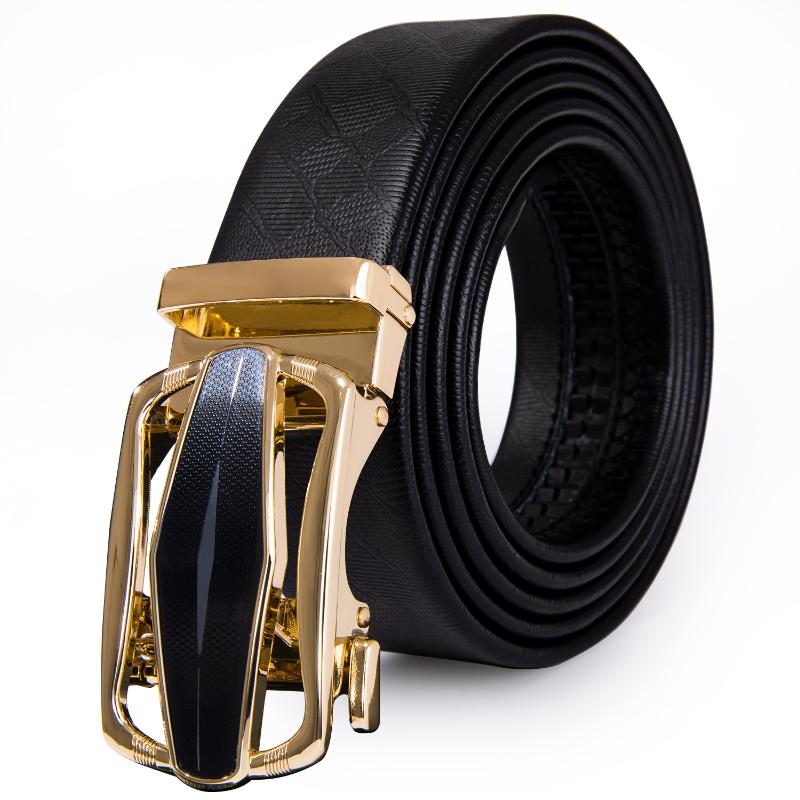 

PD-2062 Brand Genuine Leather Belt Men Fashion Gold Buckle Belts For Wedding Classic Men's Business Party Solid, Black;brown