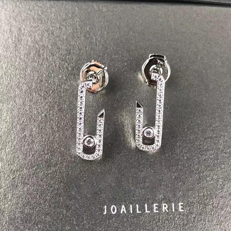 

Stud European And American Fashion Ladies Earrings 925 Sterling Silver Single Diamond Open Exquisite Jewelry, Golden;silver