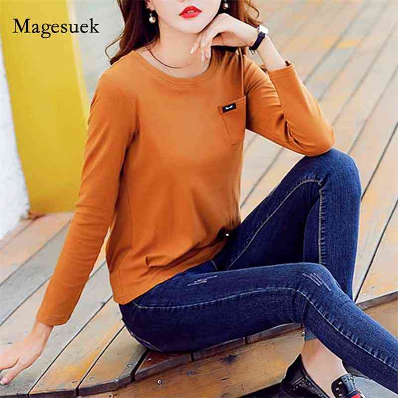 

Autumn Korean Fashion Slim Simple Women Shirts Blouses Loose shirts women O-Neck Long-Sleeve Cotton Shirt 10712 210518, Burgundy
