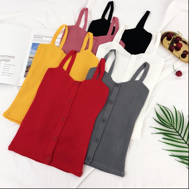 

tank top Women Tanks Knitting Ruffles Buttons Cropped Tops Girls Knitted Sweet Chic Camisole crop, White