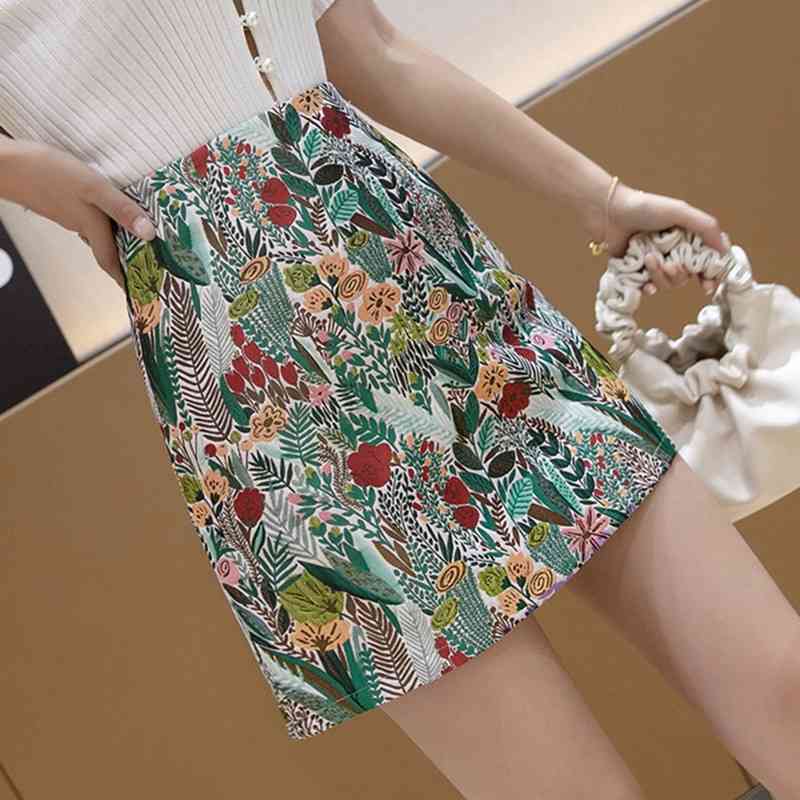 

Summer Runway Designer High Quality Skirt Women Vintage Print Mini Short Jacquard s 210520, Photo color