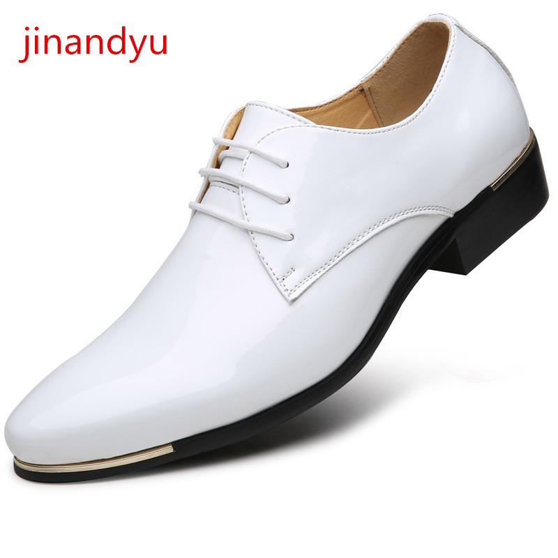 

Size 47 48 Patent Leather Shoes For Men Formal 2021 Elegant Black White Dress Casual Business
