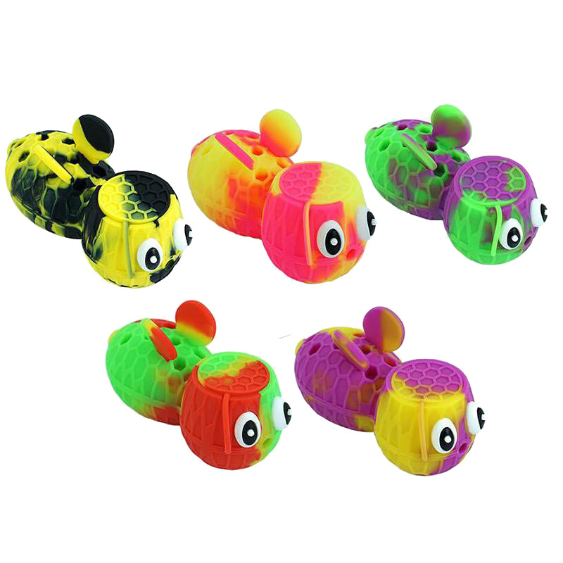 

Sample Hand Smoking Pipes Bee Silicone Oil Burner Pipe With Cap Bowl Thick Pyrex Heady Glass Water Pipe Bong MOQ 1 Piece
