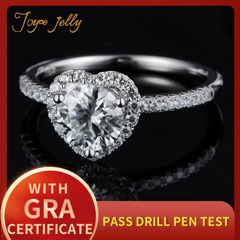 

Cluster Rings JoyceJelly Trendy Women Moissanite 1ct 925 Silver Jewelry Wedding Party Fine Wearring Heart Shape Ring Wholesale, Golden;silver