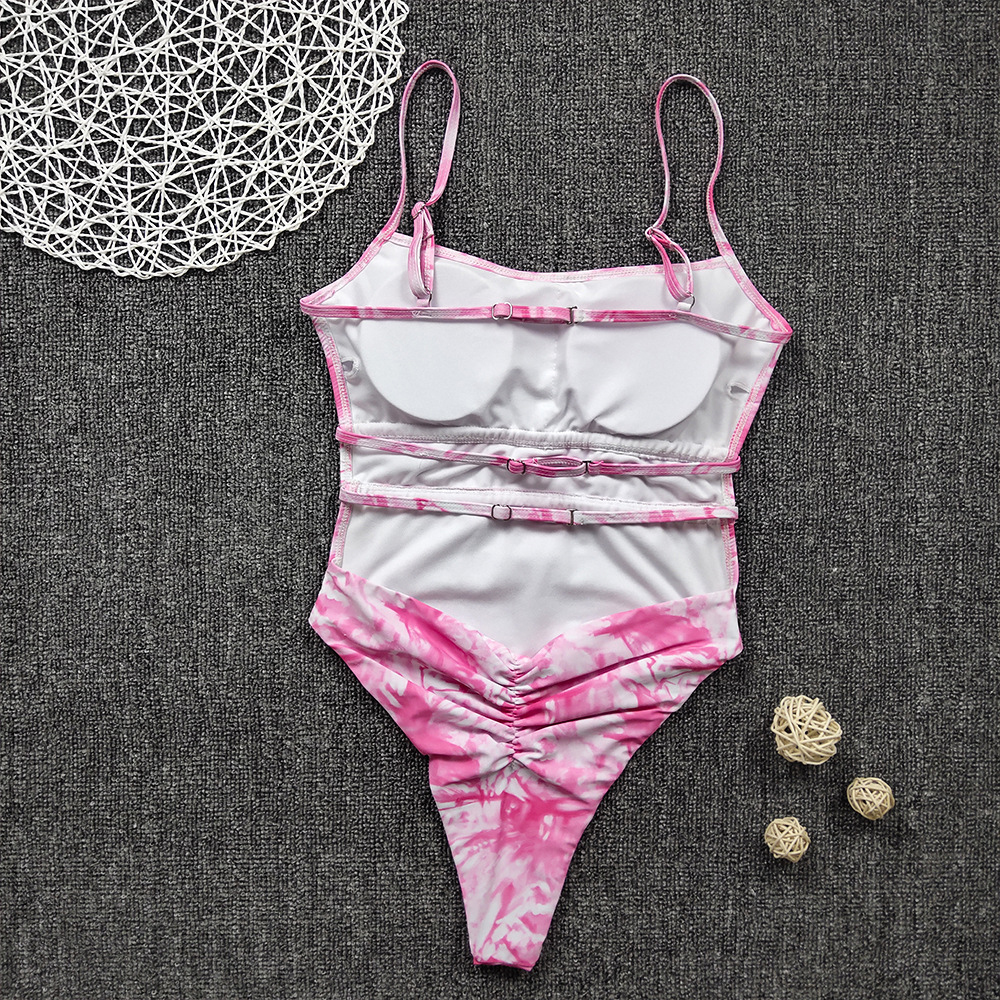 

Sexy Tie-dye Print One Piece Swimsuit Women Swimwear 2021 New Bodysuit Swimsuit Push Up Monokini Backless Bathing Suit Beachwearswimwear Bat