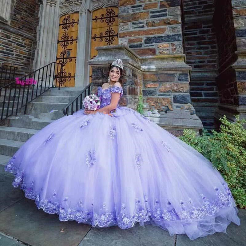 

vestidos de xv años 2021 Lilac Quinceanera Dresses Off Shoulder Beading Sweet 15 Ball Gown Prom Dress Crost Back, Blue