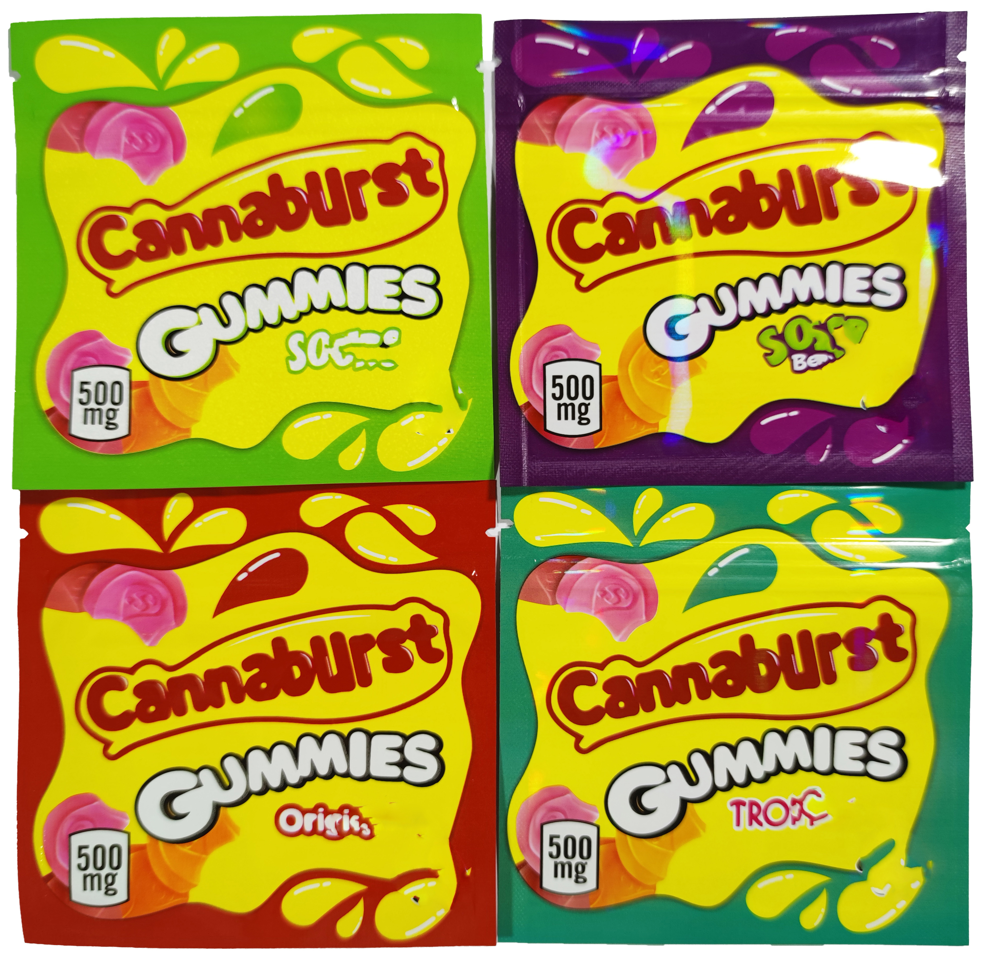 

8 types 500mg 600MG Cannaburst packaging bags empty edibleS gummmies package bag smell proof resealable zipper pouch packages SOUR candy GUMMY mylar baggies Hott