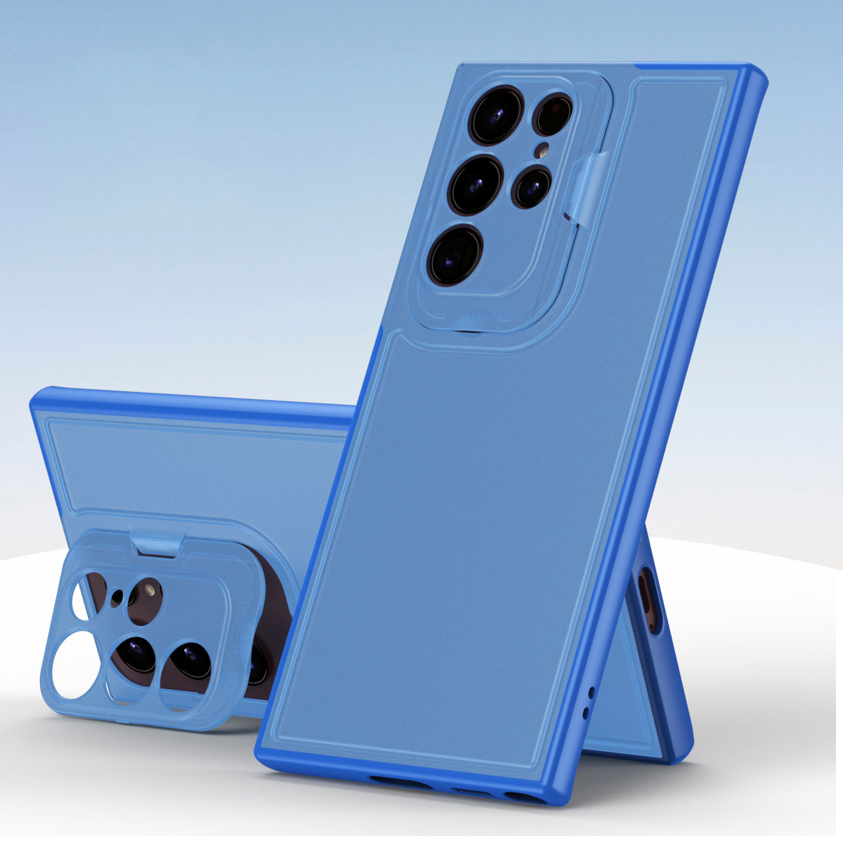 

Case For Samsung Galaxy S22 Ultra with Camera Protector Stand, Silicone Frame Matte Clear PC Phone Cover